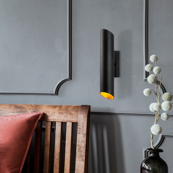 Melna/zelta krāsas sienas lampa ø 8 cm Cut – Opviq lights-image-3