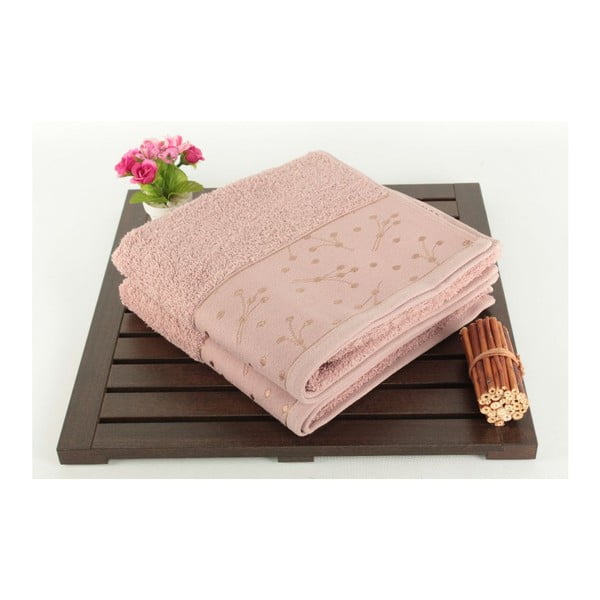 2 gaiši rozā dvieļu komplekts Tomur Dusty, 50 x 90 cm
