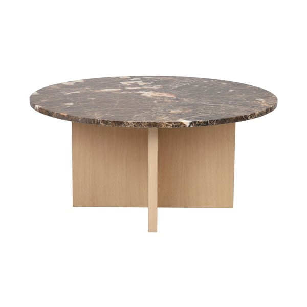 Brūns marmora apaļš žurnālgaldiņš 90x90 cm Brooksville – Rowico-image-3