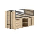 Dabīga toņa paaugstināta bērnu gulta ar veļas kasti un redelēm 90x200 cm Sam – Vipack