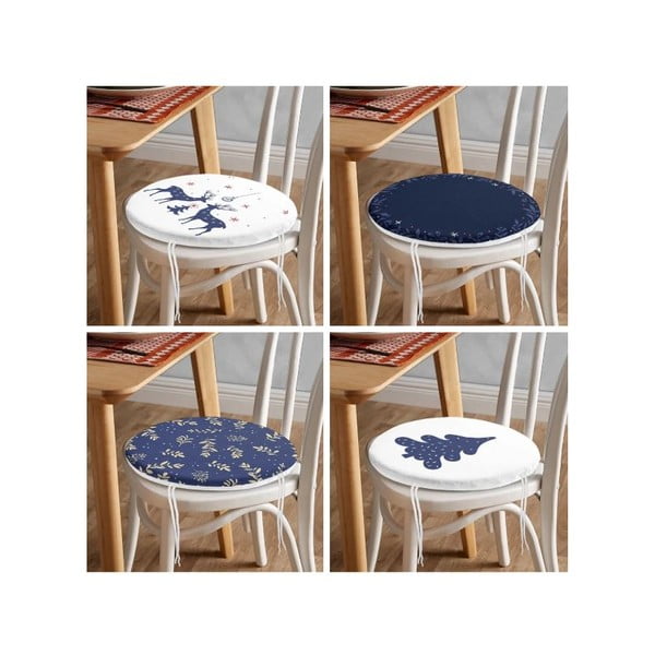 Sēdekļa spilveni ar Ziemassvētku motīvu (4 gab.) ø 40 cm Blue Christmas – Mila Home-image-4