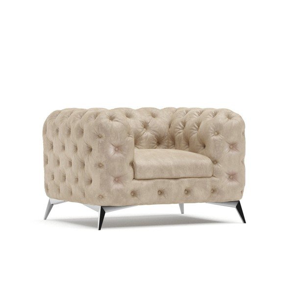 Bēšs samta atpūtas krēsls Chelsea – Ropez