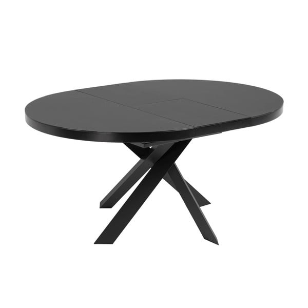 Melns apaļš izvelkams ēdamgalds ar stikla galda virsmu ø 160 cm Vashti – Kave Home-image-2
