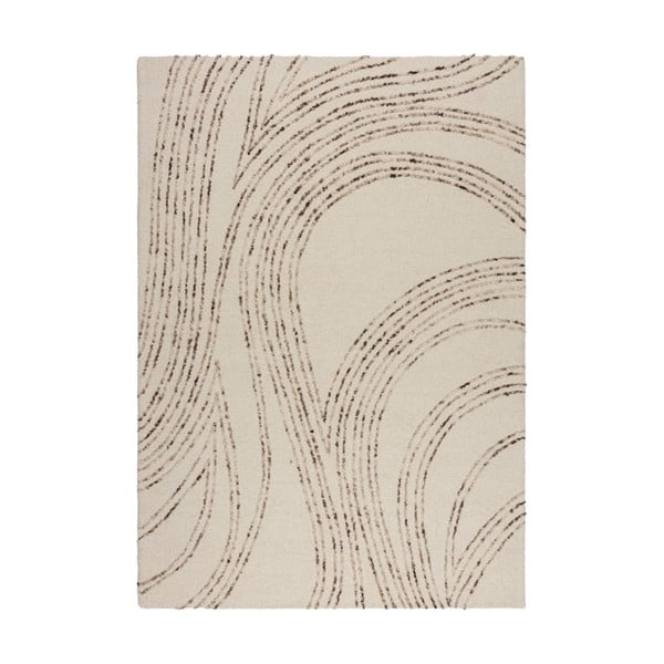 Brūns/krēmkrāsas vilnas paklājs 200x290 cm Abstract Swirl – Flair Rugs