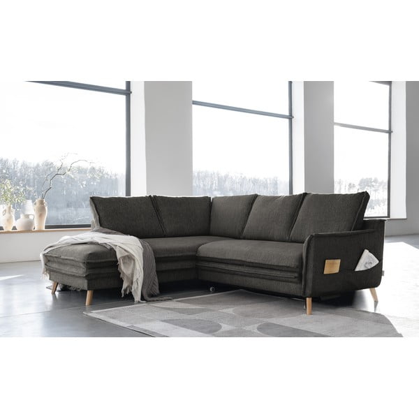 Tumši pelēks salokāms stūra dīvāns (ar kreiso stūri) Charming Charlie – Miuform-image-3