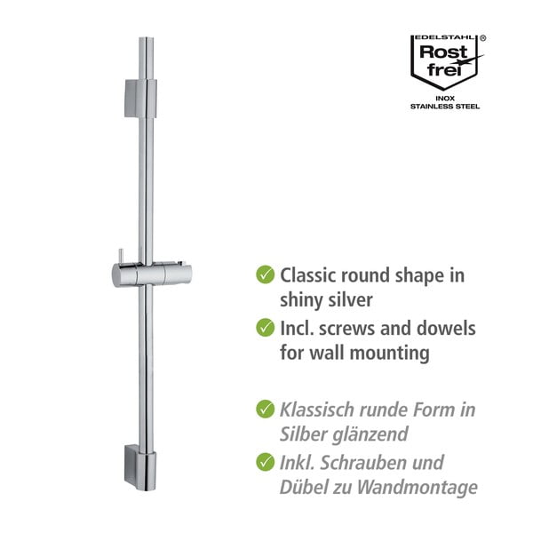 Sienas dušas stienis no nerūsējošā tērauda spīdīgā sudraba krāsā 70 cm Classic – Wenko-image-2
