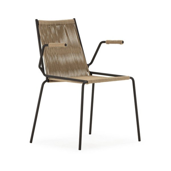 Bēši metāla pusdienu krēsli ar roku balstiem/saliekami vieni uz otra (2 gab.) Emily – Marckeric