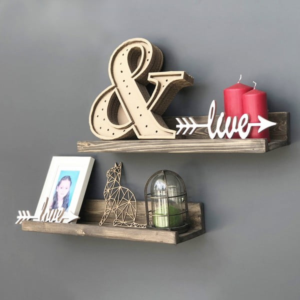 Divdaļīgs koka sienas plauktu komplekts Simple-image-1