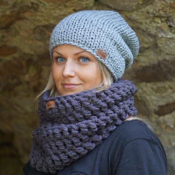 Ar rokām adīta DOKE Grey Beanie cepure-image-2