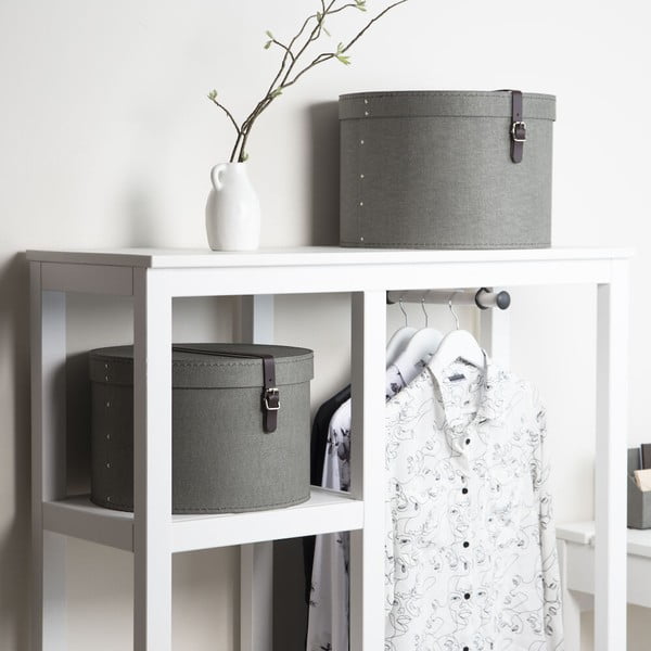 Pelēkas kartona uzglabāšanas kastes (2 gab.) ar vāku ø 37,5x25,5 cm Rut Canvas Paper Laminate – Bigso-image-1