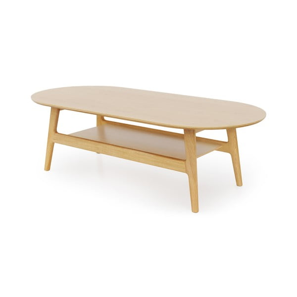 Dabīga toņa žurnālgaldiņš ar ozolkoka imitāciju 60x130 cm Curved – Woodman-image-2