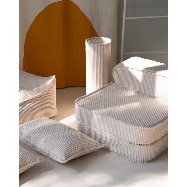 Krēmkrāsas velveta bērnu dīvāna spilvens Roll – Wigiwama-image-1