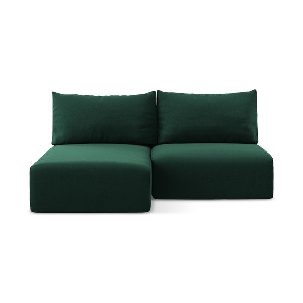 Tumši zaļš samta salokāms stūra dīvāns ar uzglabāšanas vietu (ar kreiso stūri/ar zvilni) Kalena – Makamii