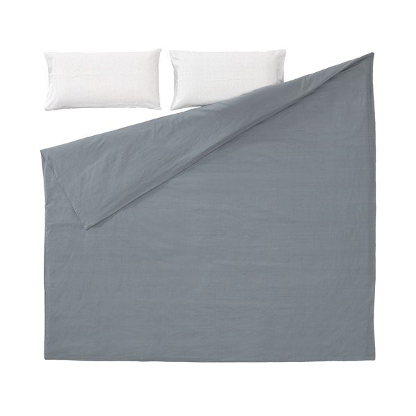 Pelēka organiskās kokvilnas gultasveļa ar palagu Kave Home Mariel, 220 x 240 cm-image-2