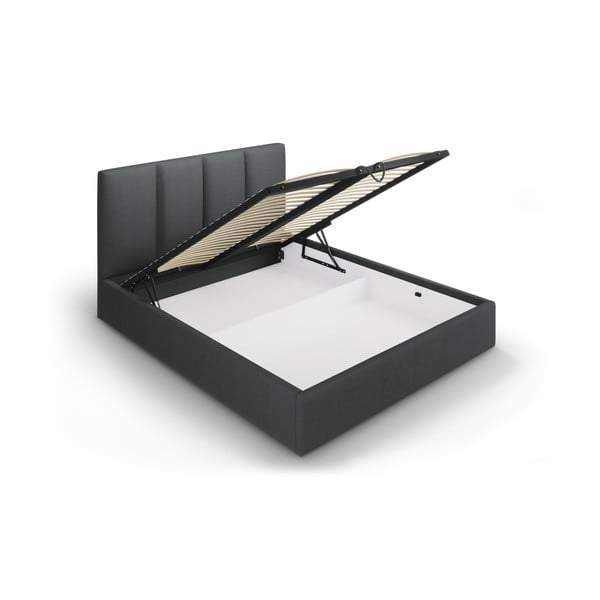 Tumši pelēka divguļamā gulta Mazzini Beds Juniper, 160 x 200 cm-image-3