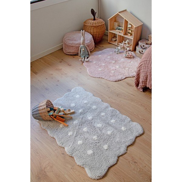 Pelēks mazgājams/ar rokām darināts kokvilnas bērnu paklājs 70x100 cm Mini Biscuit Pearl Grey – Lorena Canals-image-4