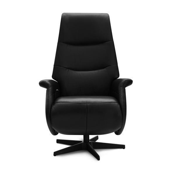 Melns ādas relaksējošs atpūtas krēsls Delta – Furnhouse