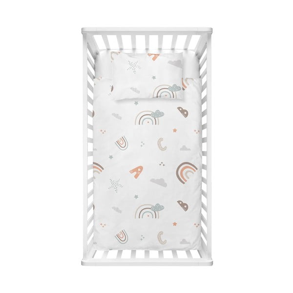 Balta bērnu gultas veļa no ranforce kokvilnas 100x150 cm Abc – Mijolnir