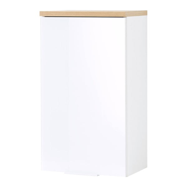 Balts dabīga toņa piekaramais vannas istabas skapītis ar ozolkoka imitāciju 39x69 cm Pescara – Germania-image-3