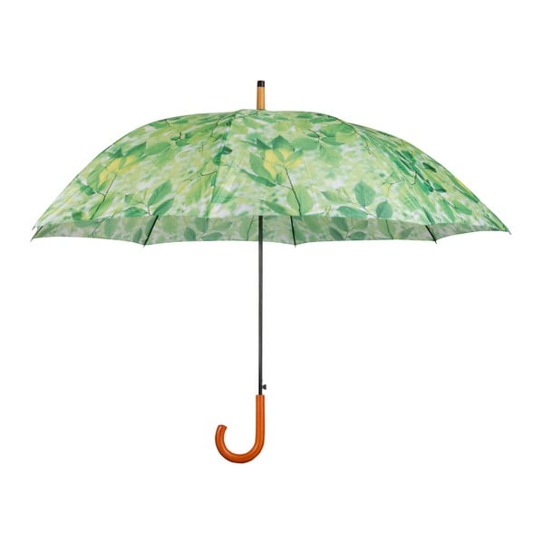 Zaļš lietussargs ar koka rokturi Esschert Design Leafs