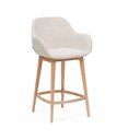 Bēšs polsterēts bāra krēsls ar roku balstiem (sēdekļa augstums 66 cm) Konna – Kave Home