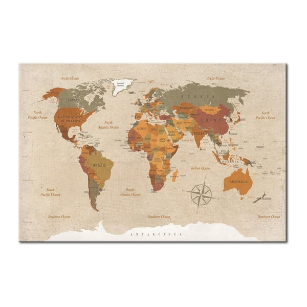 Pasaules kartes siena Bimago Beige Chic, 120 x 80 cm