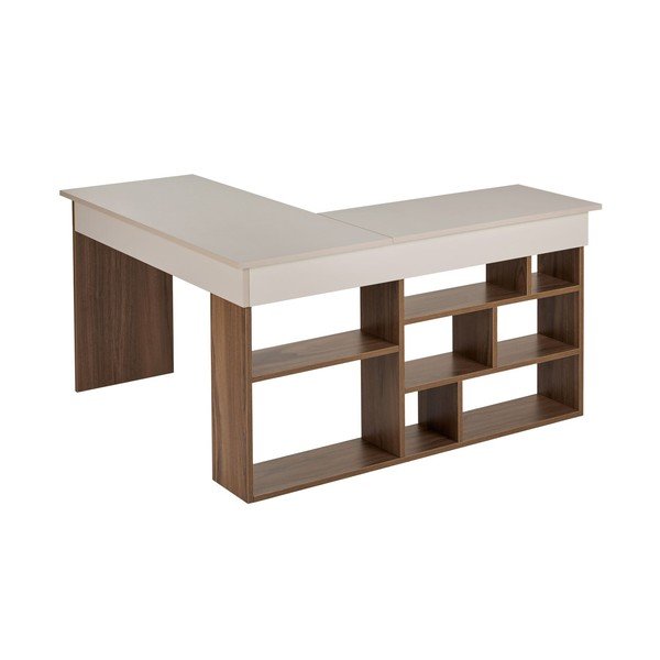 Darba galds ar riekstkoka imitāciju 120x130 cm Vesper – Kalune Design