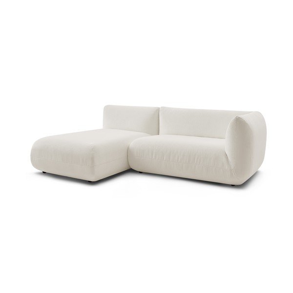 Balts velveta stūra dīvāns (kreisais stūris) Lecomte – Bobochic Paris-image-3