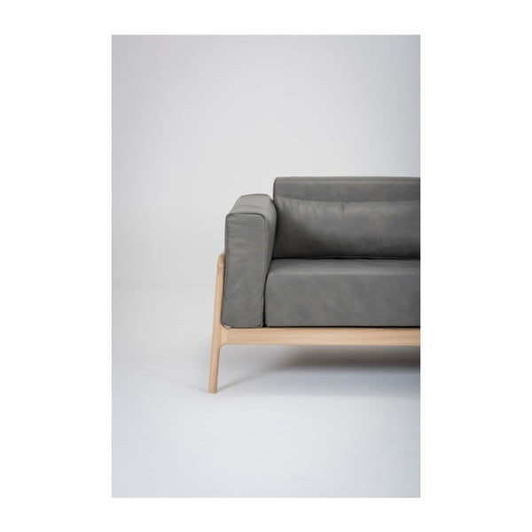 Tumši pelēks bifeļu ādas dīvāns ar masīvkoka konstrukciju Gazzda Fawn,180 cm-image-2