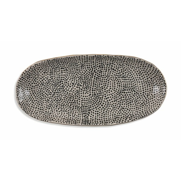 Melns ovāls keramikas šķīvis Villa d'Este Masai, garums 39 cm