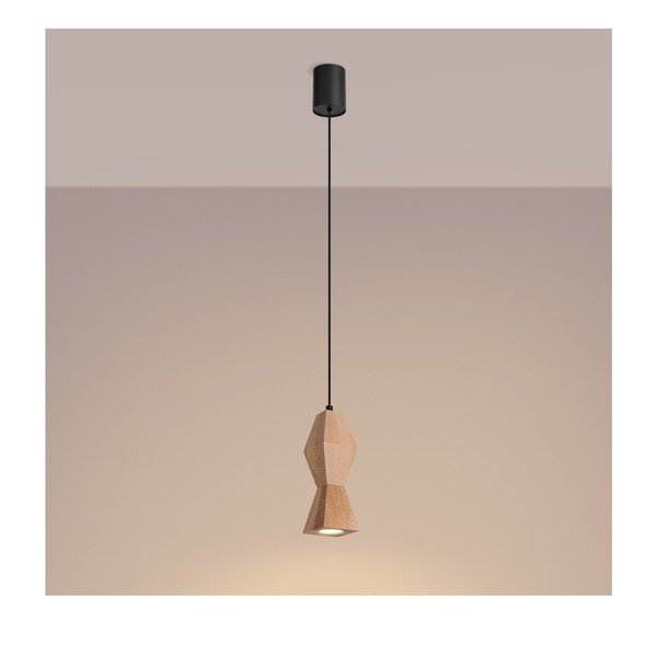 Dabīga toņa dižskābarža masīvkoka piekaramā lampa ø 8 cm Cubo – Sollux-image-4