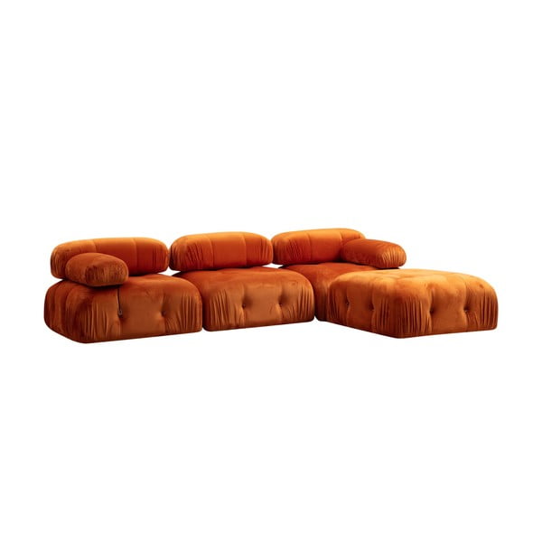 Oranžs samta stūra dīvāns (ar maināmu stūri) Bubble – Artie