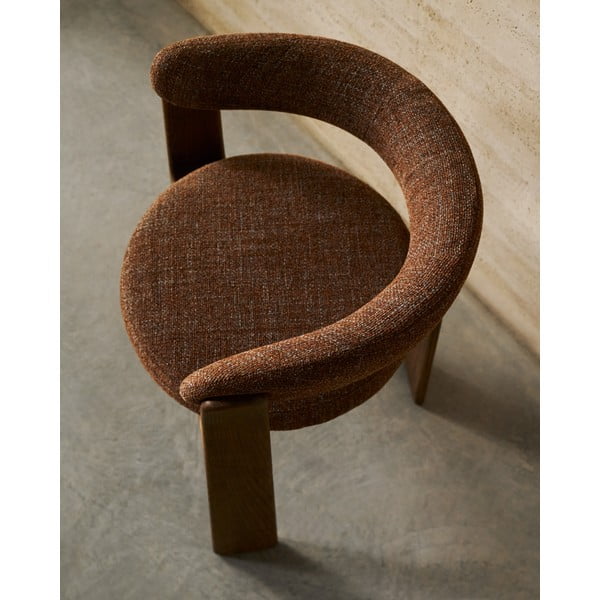 Brūns oša masīvkoka ēdamistabas krēsls ar roku balstiem Granite – Kave Home-image-2