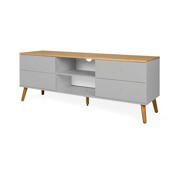 Pelēka TV kumode ar ozolkoka kājām Tenzo Dot, platums 162 cm-image-3