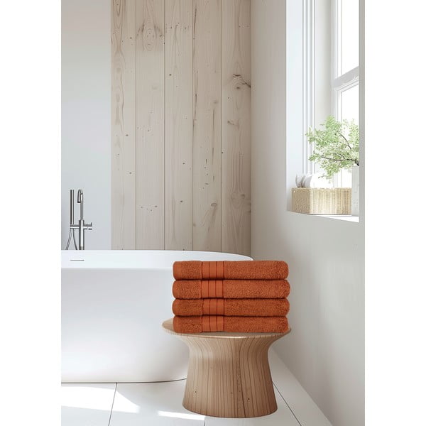 Ķieģeļu sarkani frotē kokvilnas dvieļi (4 gab.) 50x100 cm – Good Morning-image-3