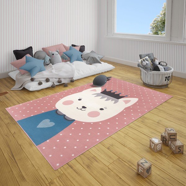 Rozā bērnu paklājs Hanse Home Adventures Kitty Bonny, 160 x 220 cm-image-1