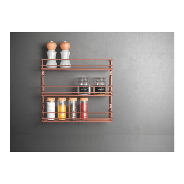 Sienas plaukts garšvielām ar 3 plauktiem vara krāsā Metaltex-image-1