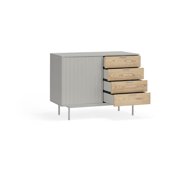 Pelēka/dabīga toņa zema kumode ar ozolkoka imitāciju 108x80 cm Sierra – Teulat-image-4