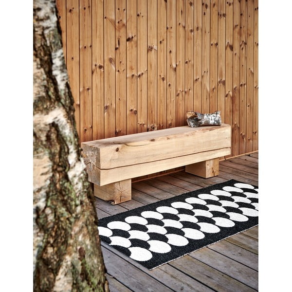 Melns/krēmkrāsas iekštelpu un āra celiņa paklājs 70x150 cm Poppy Black Vanilla – Pappelina-image-3