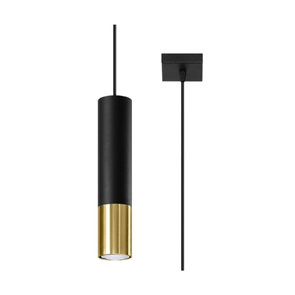 Piekaramā lampa ar metāla abažūru melnā un zelta krāsā 8x8 cm Longbot – Nice Lamps