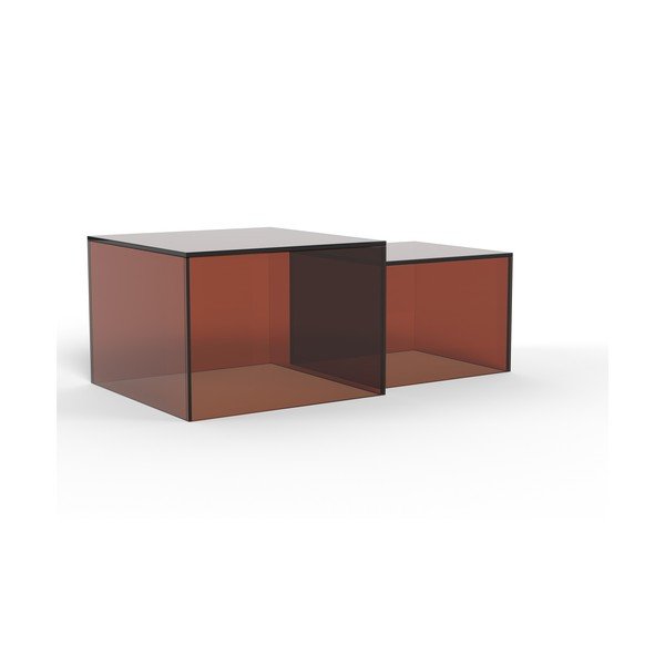 Brūni stikla žurnālgaldiņi (2 gab.) 50x50 cm Dice – Actona-image-4