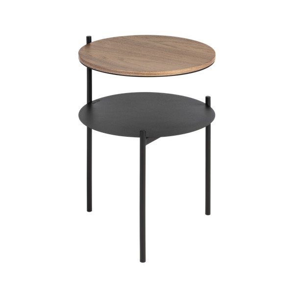 Melns/tumša dabīga toņa naktsskapītis ar valrieksta koka imitācijas galda virsmu Tu – noo.ma