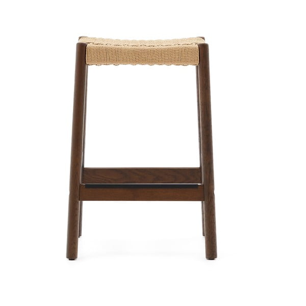 Brūnas/dabīga toņa ozola masīvkoka bāra taburetes (2 gab.) (sēdekļa augstums 66 cm) Yalia – Kave Home-image-2