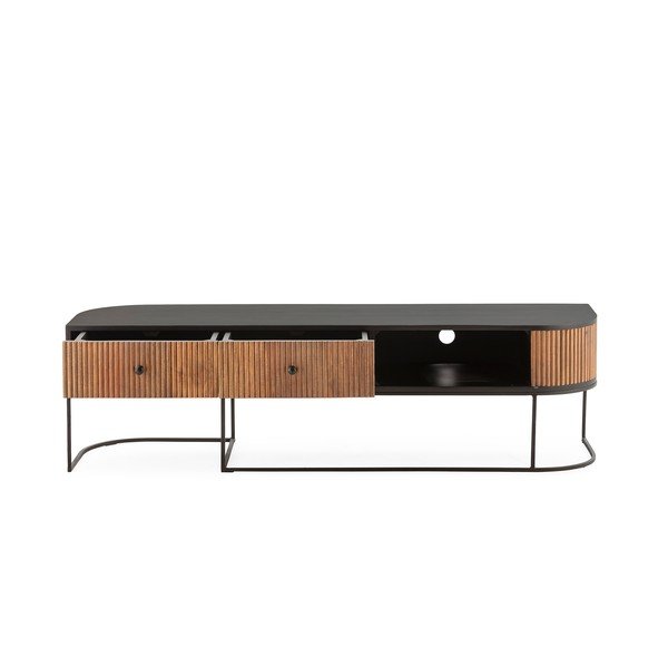 Dabīga toņa mango masīvkoka TV galdiņš 160x45x40 cm Curve – MOME-image-4