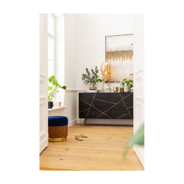 Melna mango koka kumode Kare Design Gold Vein, platums 145 cm-image-3