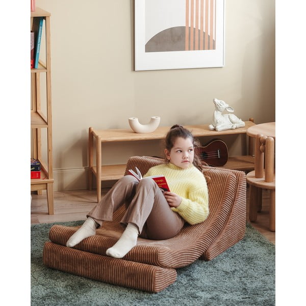 Brūns velveta bērnu atpūtas krēsls Moon – Wigiwama-image-1