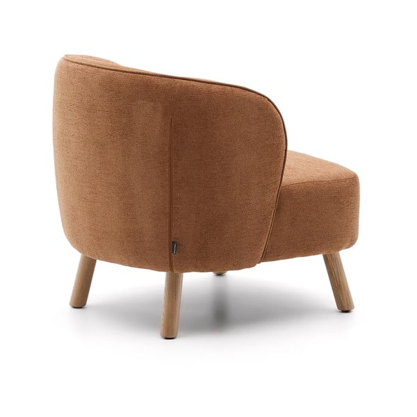 Terakotas oranžs atpūtas krēsls no šenila auduma Ulit – Kave Home-image-4