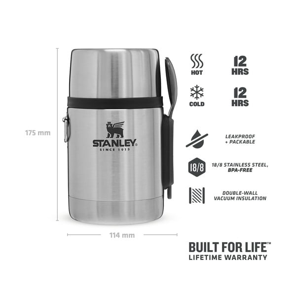 Sudraba krāsas nerūsējošā tērauda termoss pārtikai 530 ml Adventure – Stanley-image-4