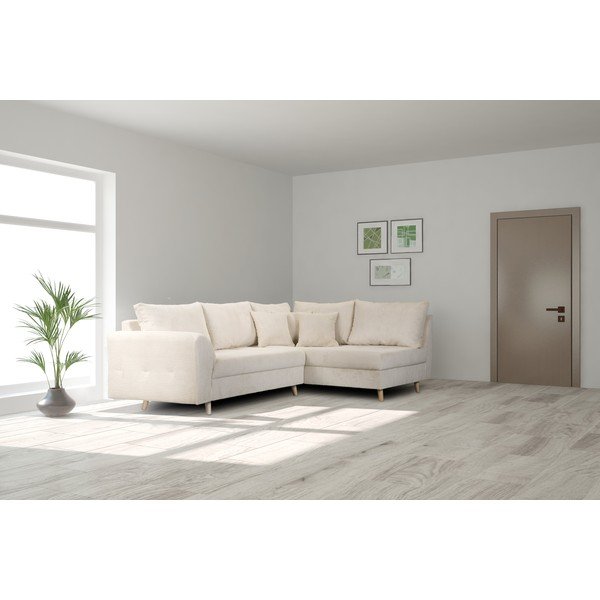 Krēmkrāsas velveta stūra dīvāns (ar labo stūri) Ariella – Ropez-image-1