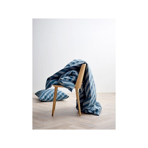 Tumši zila organiskās kokvilnas satīna gultas veļa Södahl Diagonal, 140 x 200-image-1